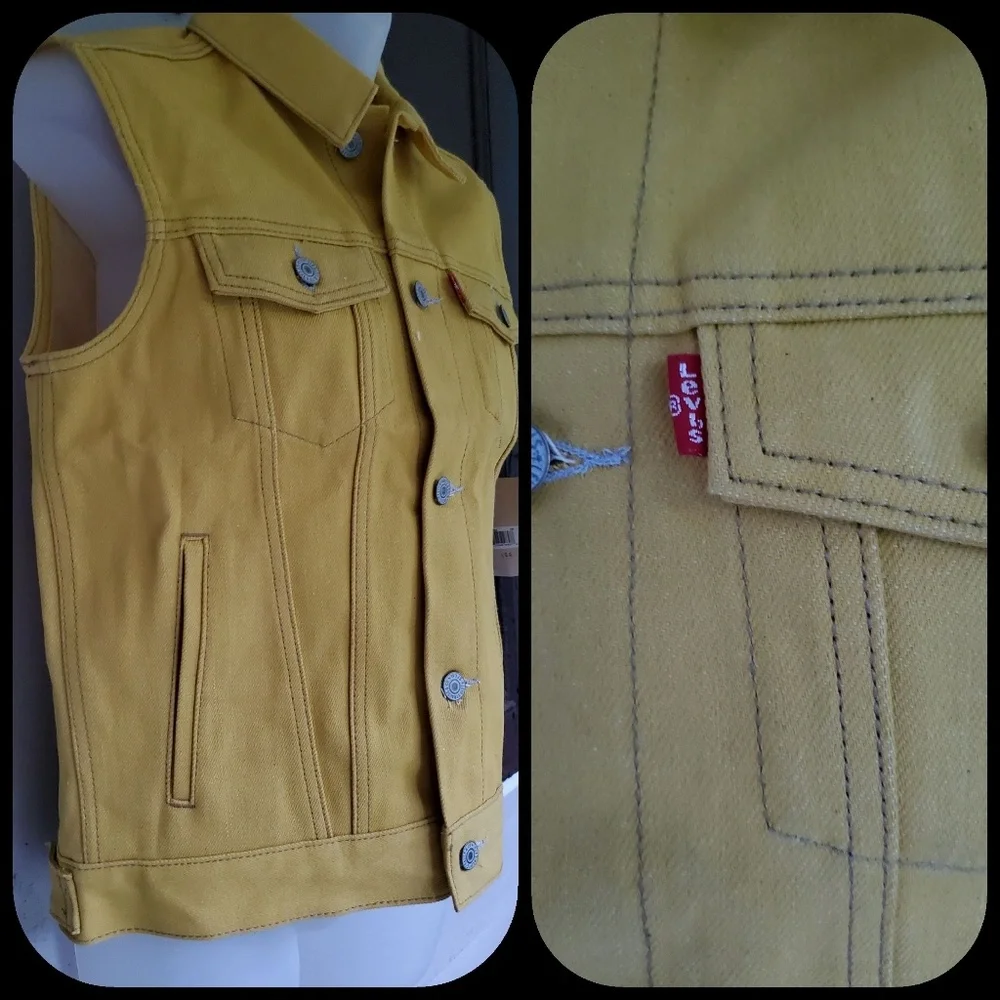 Levis rigid denim brite yellow trucker vest Old Skool Styley Kids Sz